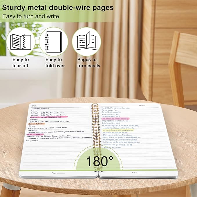 Utron Spiral Notebook For Women & Men, 2PCS Spiral Journal Notebooks, 5.9 x 8.3” College Ruled Notebook For Work Notes, Journal Writing, And Daily Life Entries (Green)
