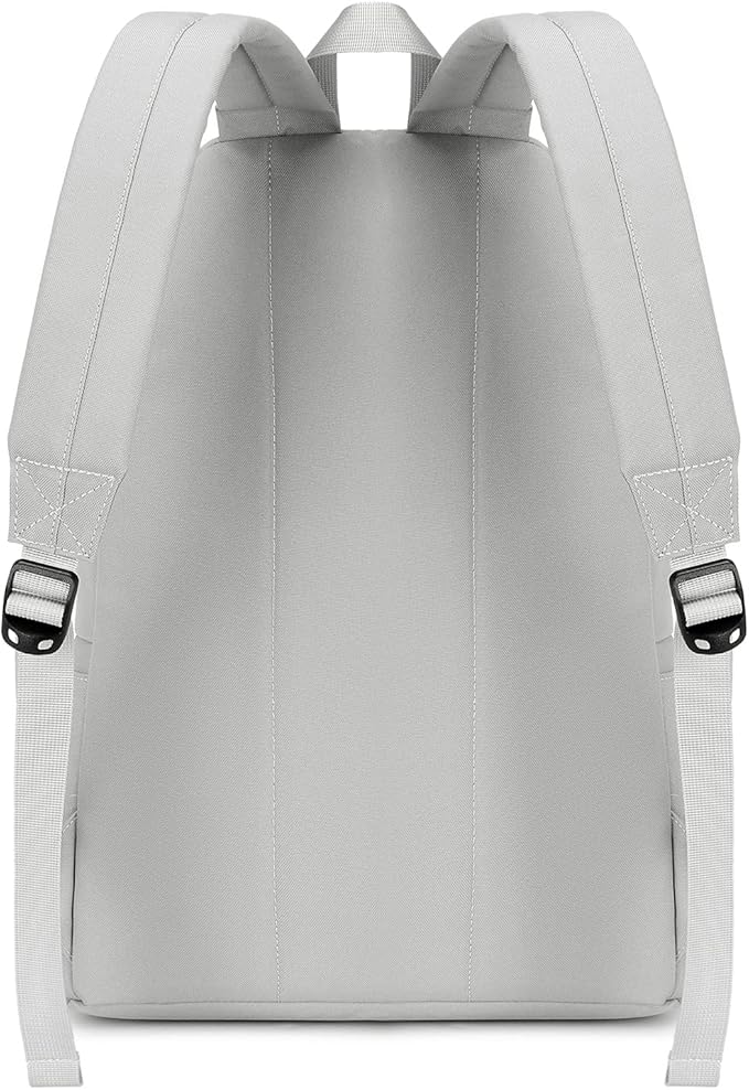 abshoo Lightweight Casual Unisex Backpack for School Solid Color Boobags (Light Grey)