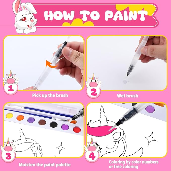 AGGKKY Paint with Water Coloring Books for Kids Toddlers Mess Free Watercolor Painting Sets Arts and Crafts for Kids 3+ Travel Activities Birthday Stocking Stuffers Toy Gift