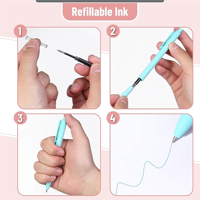 Mr. Pen- Retractable Gel Pens, 12 Pack, Assorted Color Ink, Fine Point 0.5mm, Fast Dry, Smooth Writing, Cute Pens for Drawing, Writing Planner and School Supplies