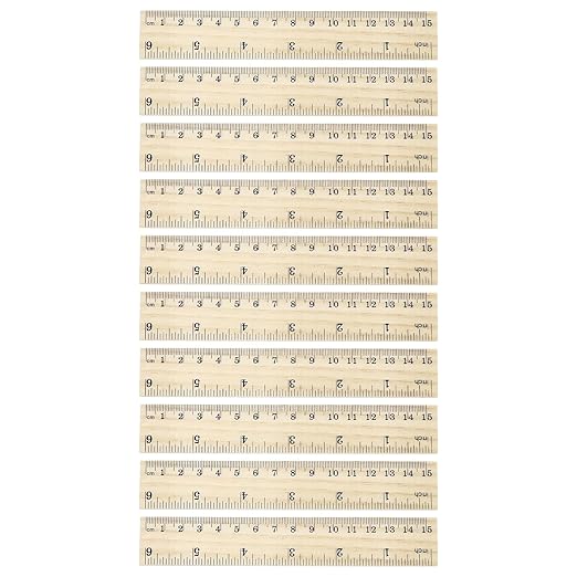 PATIKIL 6 Inch Wooden Rulers, 24Pcs Drafting Ruler Measuring Drafting Tools with Centimeters and Inches for Office Home Teacher Drawing Supplies, Wood