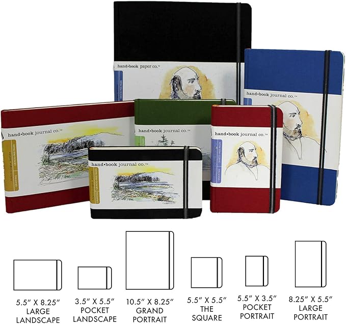 Travelogue Drawing Book, Large Portrait 8-1/4 x 5-1/2, Ivory Black Artist Journal