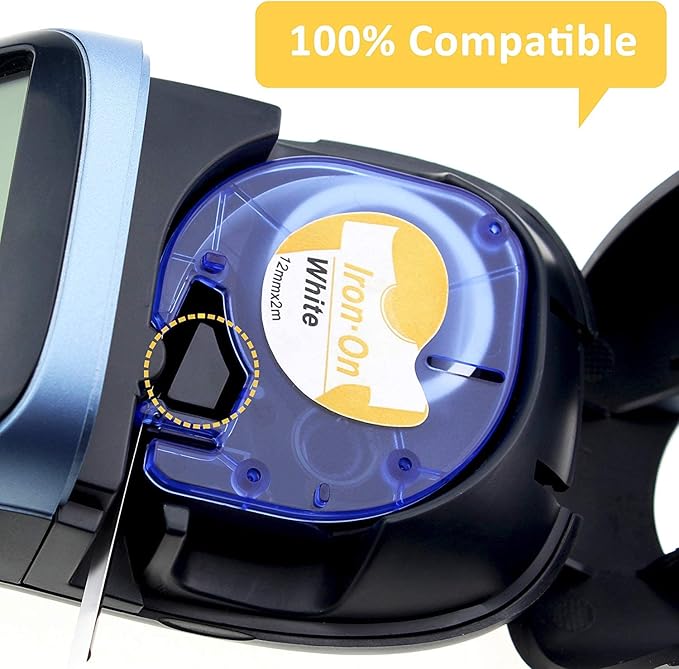 Label KINGDOM Compatible Tape Replacement for Dymo LetraTag 18771 Iron-On Fabric Clothes Label Maker Refills, 1/2 Inch Black on White Clothing Label for LetraTag LT100H LT100T Plus LT-200B, 5-Pack