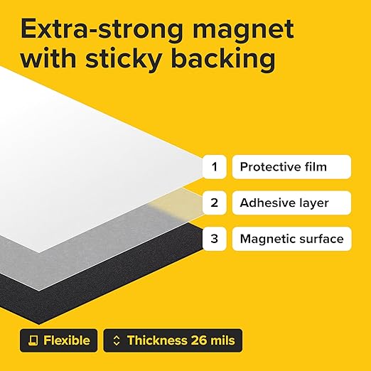 Strong Self-Stick Adhesive Magnetic Sheets 5 Pcs (8.5"x11"/22x28cm) – Magnetic Paper for Photo, Magnet Stickers, Labels, Science Education Magnets, Teacher Must Have, Whiteboards, Office