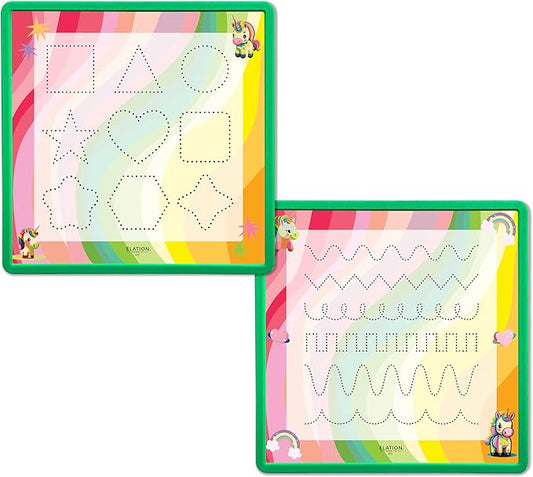 Kid's Name Tracing Board | Dry Erase Practice Letters | Reusable Name Tracing Board | Trace Letters Numbers Shapes Lines | Personalized | Baby Unicorn Theme