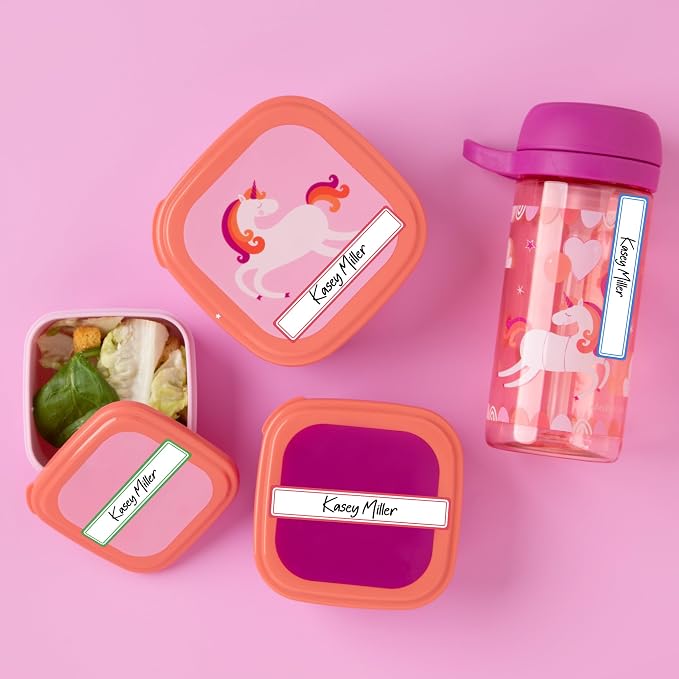 Avery Durable Labels for Kids' Gear, 5/8" x 3-1/2", Assorted Border Colors, Water-Resistant Labels, 35 Total (41440)
