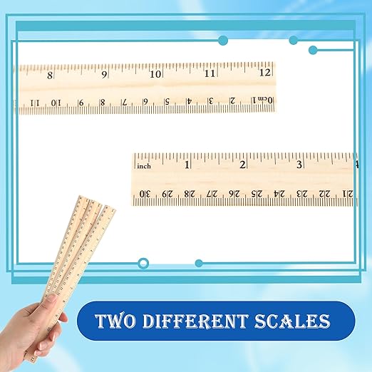 80 Pcs Wooden Ruler Bulk 12 Inch Measuring Wooden Tools with 2 Scales for Students School Teacher Office Handcraft Carving Painting