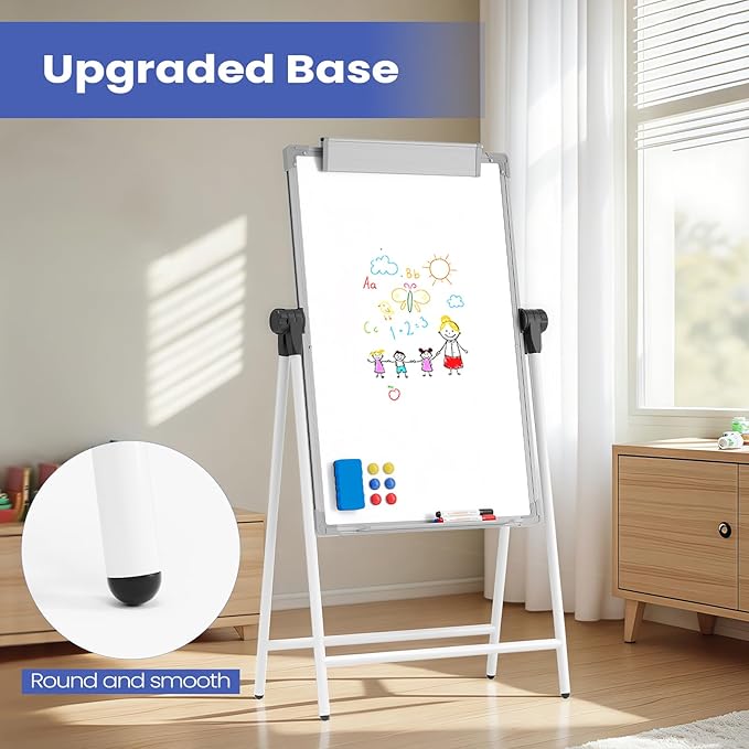 Large Double Sided White Board with Stands, 36" x 24" A-Stand Dry Erase Easel, Portable Flip Chart Easel with Height Adjustable Design for Home, School, Office
