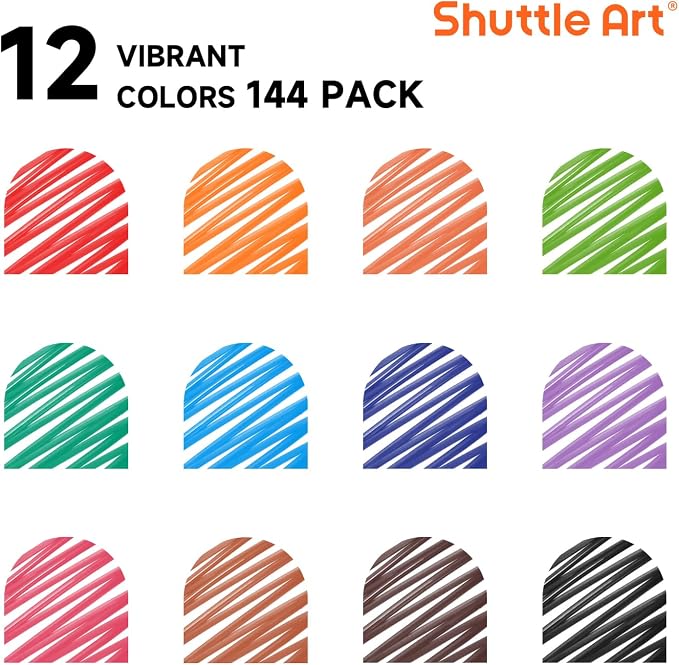 Shuttle Art Dry Erase Markers, 12 Colors 144 Bulk Pack Whiteboard Markers, Fine Point Dry Erase Markers Perfect for Writing on Dry Erase Whiteboard Mirror Glass for School Office Home (Pack of 2)
