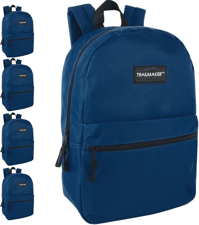 Trail maker 24 Pack Classic 17 Inch Backpacks in Bulk Wholesale Back Packs for Boys and Girls