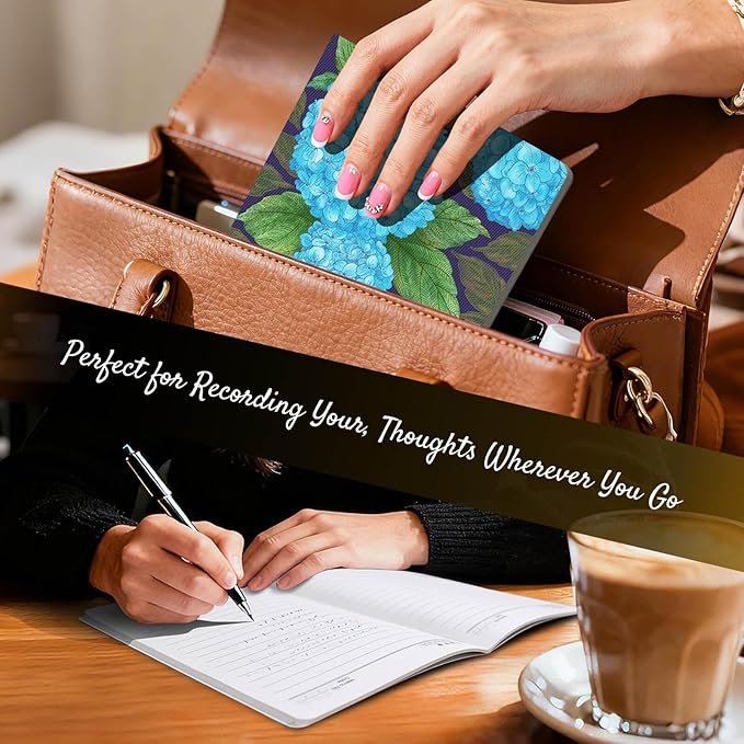 Stitched Composition Notebooks 2-Pack with Unique Art Designed Cover, A5 Lined Diary (8.2"L*5.5"W), Lay Flat Design, Thicked Paper Writes Smoothly for School and Office (Blue Hydrangea)