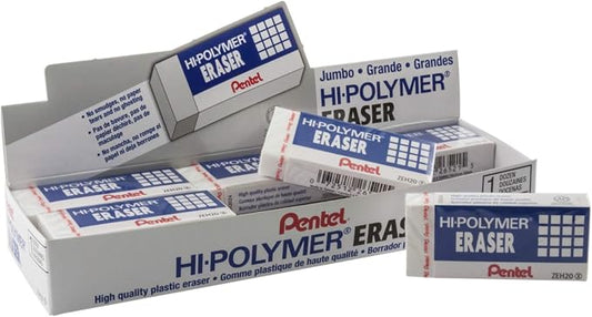 Pentel Hi-Polymer Eraser, Jumbo Size 12 pack(ZEH-20)