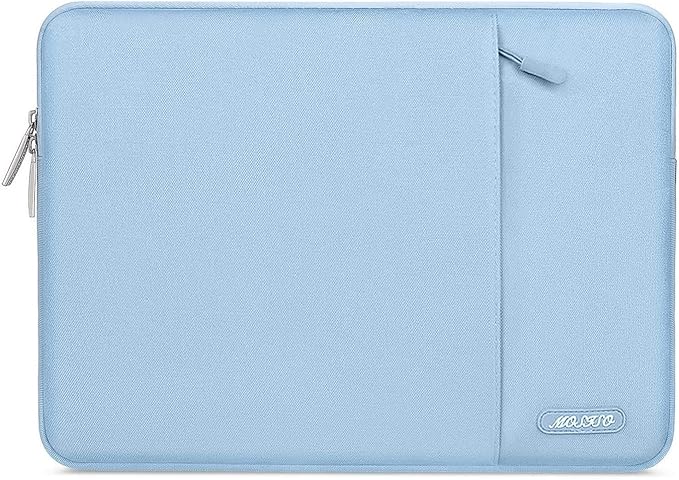 MOSISO Laptop Case 16 inch, 15-15.6 inch Laptop Sleeve Compatible with MacBook Pro 16 M5 M4 M3 M2 M1, HP Acer Dell Lenovo ASUS, Polyester Vertical Computer Sleeve Bag with Pocket, Air Blue