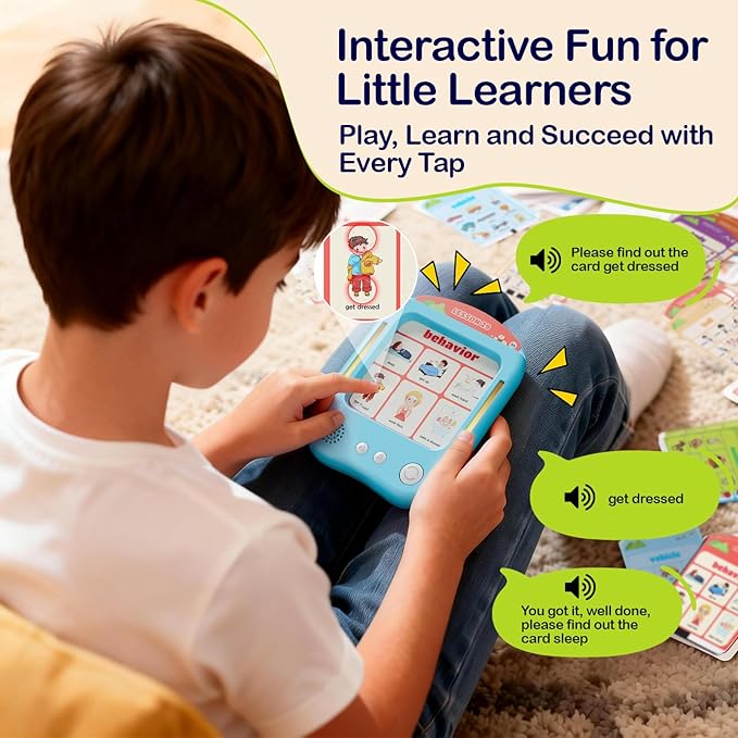 Interactive Learning Tablet for Kids, Educational Talking Toy with 30 Flash Cards for Alphabets, Phonics, Words, Music & Quiz, Best Learning Toy for Ages 2-5, Birthday Gift for Boys&Girls, Blue