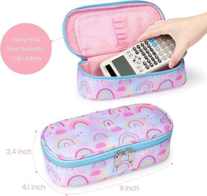 Cambond Cute Pencil Case for Girls - Big Capacity Pencil Cases for Kids, Large Storage Pencil Pouch for School, Pencil Case Only, Purple Rainbow