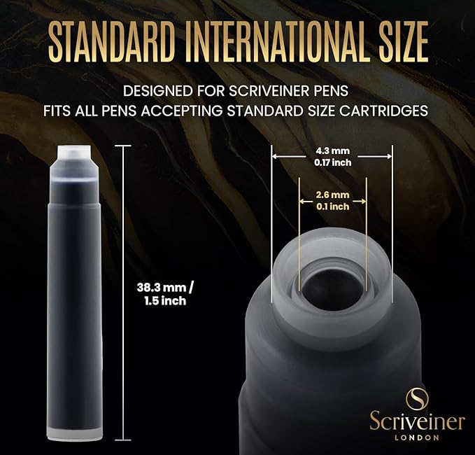 20 Black International Standard Ink Cartridges by Scriveiner
