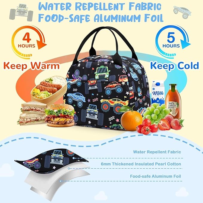CAMTOP kids lunch bag Cute Insulated lunch box for Boys & Girls Leakproof loncheras for school