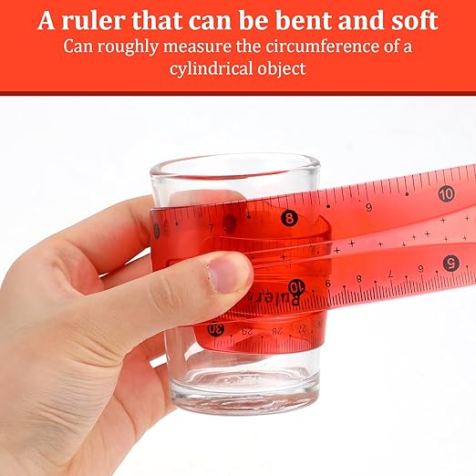 3Pcs Flexible Ruler, 12 Inch Translucent Plastic Rulers Shatterproof Bendy Rulers with Inches and Centimeters Soft Bendable Rulers for Kids Adults Classroom School Home Office (Red Yellow Blue)