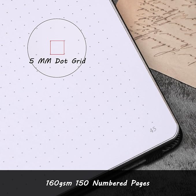 TIEFOSSI B5 Dotted Journal, 160 GSM Dot Grid Notebook for Women Men