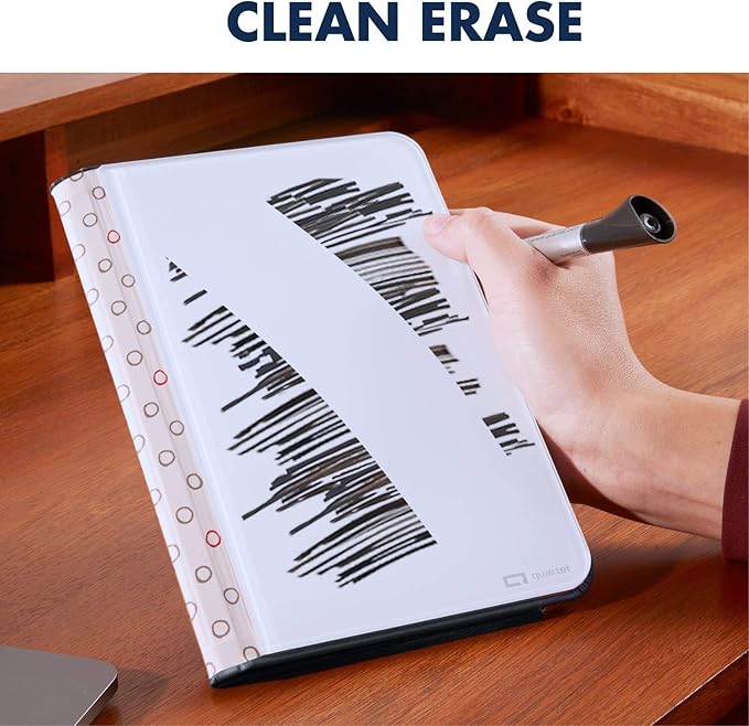 Quartet Portable Glass Dry-Erase Pad, 5" x 8", Closeable Cover, Kickstand, Desktop, White Board, Notepad, Travel, Black (Q090GDPB01)