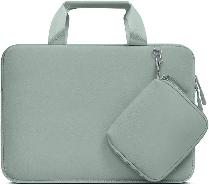 MOSISO Laptop Case 13.3 inch, 13-13.3 inch Laptop Sleeve Bag Compatible with MacBook Air/Pro 13 / Pro 14, HP Dell ASUS, Neoprene Carrying Computer Bag with Handle&Detachable Small Case, Antique Green