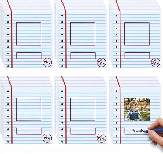 24 Pcs Magnetic Name Tags for Lockers Composition Notebook Dry Erase Labels Student Magnetic Reusable Name Tags with Photo Area for School Classroom Desk Whiteboards Bins Locker Office