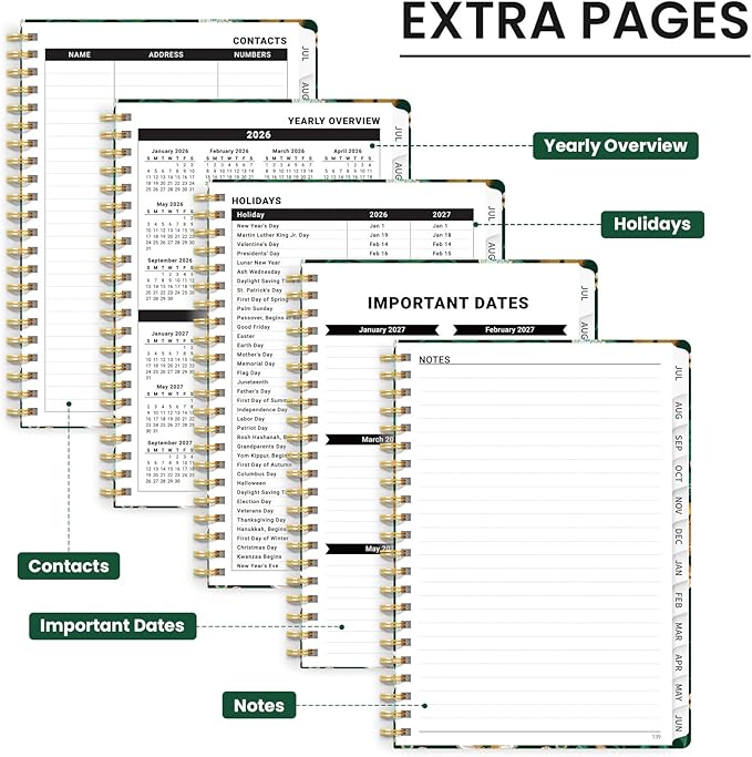 Planner 2026-2027, Monthly and Weekly Academic Planner July 2026 - June 2027, Hardcover Student Teacher Planning Agenda Calendar Book with Tabs, Perfect for Office School Supplies, A5 (6.3" x 8.5") - Butterfly