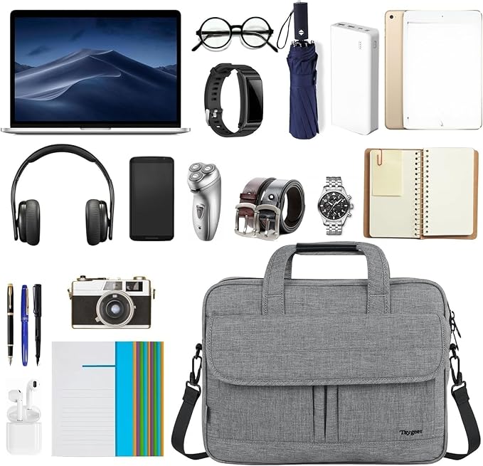 Taygeer Laptop Bag for Men, Water Resistant Crossbody Messenger Shoulder Bag for Business, Professional Premium Office Briefcase, Portable 15.6 Inch Carry On Laptop Case for Notebook/Computer, Grey