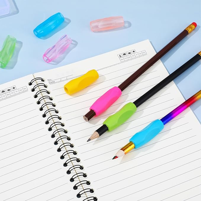 16 Pcs Silicone Pen Grips Set, Soft Ergonomic Pencil Grippers, Flexible Pure Color Ambidextrous Writing Aid for Adults Handwriting Drawing Stylus (1.6inch)