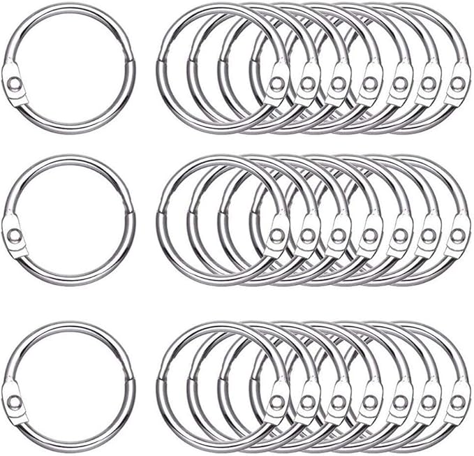 Antner 1.2 Inch Loose Leaf Binder Rings, 50 Pack Nickel Plated Small Metal Office Book Rings Keychain Keyrings for Paper, Index Cards, Flashcards, Scrapbooks, Home and Office Documents Organization