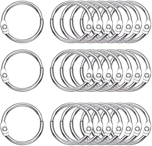 Antner 1.2 Inch Loose Leaf Binder Rings, 50 Pack Nickel Plated Small Metal Office Book Rings Keychain Keyrings for Paper, Index Cards, Flashcards, Scrapbooks, Home and Office Documents Organization