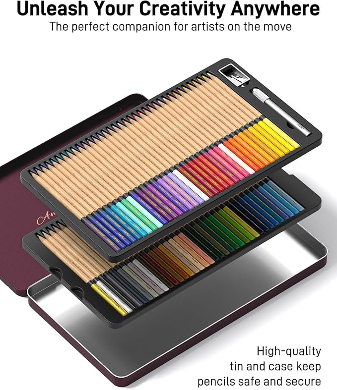 JusArt 72 Oil-Based Colored Pencils – Soft Core, Durable, Vibrant & Ultra-Smooth. Ideal for Adult Coloring, Portrait, Sketching, Landscape. Professional Drawing Pencils for Artists, Adults & Beginners
