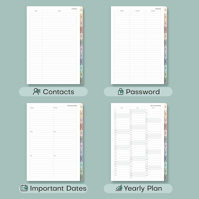 Planner 2026-2027 Monthly and Weekly Academic Planner July 2026 - June 2027, Linen Hardcover Agenda 2026-2027 Calendar Daily Planner for Student Teacher with Monthly Tabs, 7.3" x 10", Vintage Brown