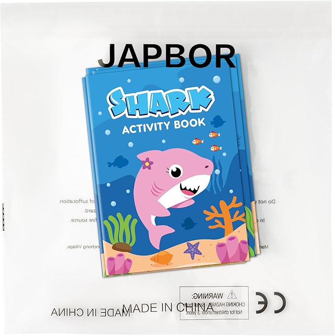 JAPBOR Shark Activity Coloring Books - 24PCS Mini Ocean Animals Color Activities Book Bulk for Party Favor, Summer Sea Animal Small DIY Colour Page for Birthday Gifts Classroom Draw Painting Game
