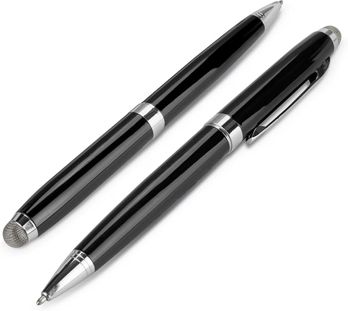 BoxWave Stylus Pen Compatible with Boogie Board Blackboard Smart Scan Reusable Notebook - EverTouch Meritus Capacitive Styra, Capacitive Stylus with Rollerball Pen - Jet Black