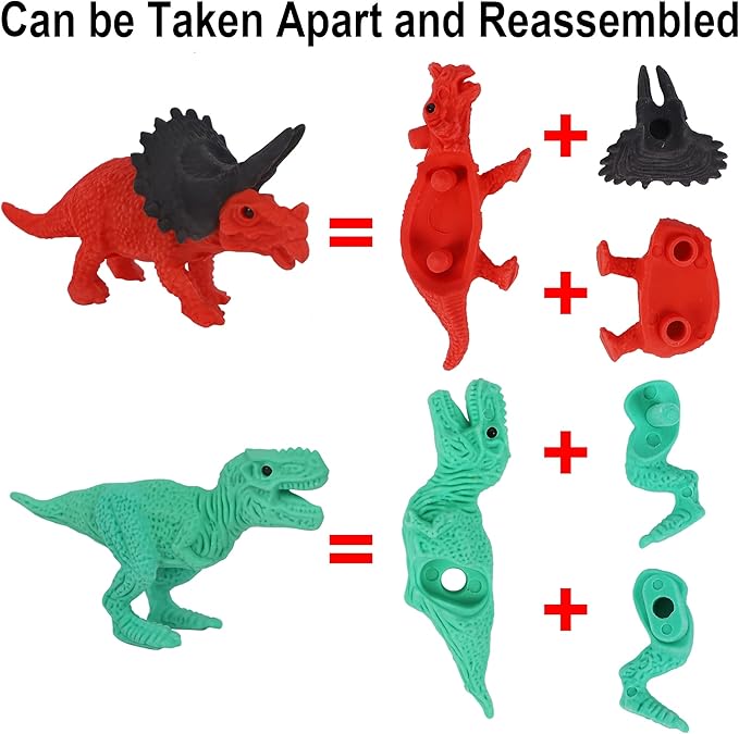Cllayees 72 Pcs Animal Erasers for Kids, Dinosaur 3D Puzzle Eraser Bulk, Mini Dinosaur Toys, Desk Pets for Students, Classroom Prizes, Party Favors