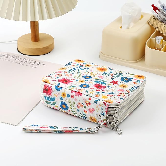 Portable Colored 72 Slots Pencil case Organizer with Printing Pattern for Watercolor Pens, Pencil Case Organizer for Artist