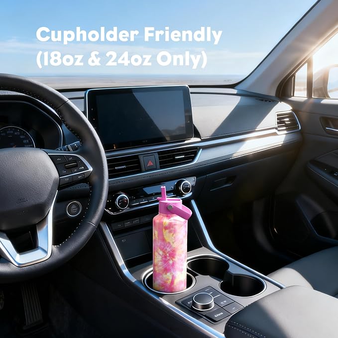 POWCAN 18 oz Insulated Water Bottle: Leakproof, Lightweight, BPA-Free, Cupholder Friendly, Stainless Steel Water Bottle with Straw for Girl, Outdoors, Sport, Daily, Classroom, School (Citrus Dream)