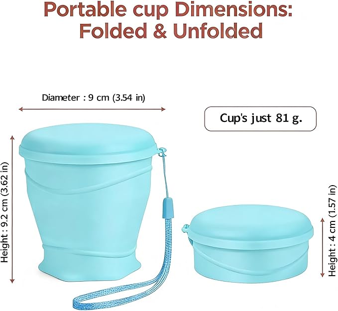 Silicone Collapsible Travel Cup with Dustproof Lid, 8.8 Oz/260ml BPA-Free, Portable Reusable Foldable Cup for Camping, Picnic, Travel, Office (Light Blue)