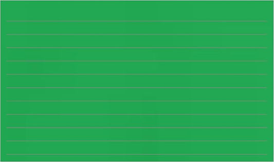 Colonial Cards: 150 Color Cardstock 3" x 5" Index Cards, Green, Lined Landscape Format