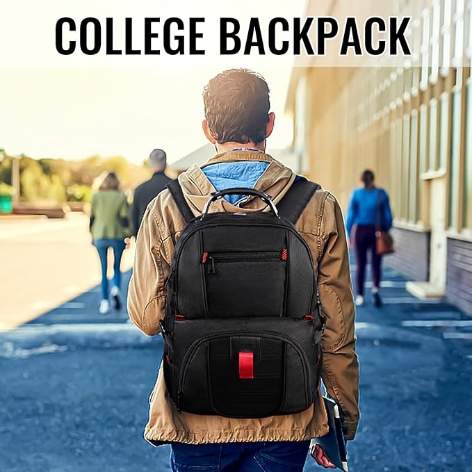 YOREPEK Large Backpack for Men, Extra Large Laptop Backpacks for Men Women, Water Resistant Travel Backpack Airline Approved Business Work Bag Fits 15.6 Inch Computer, Black