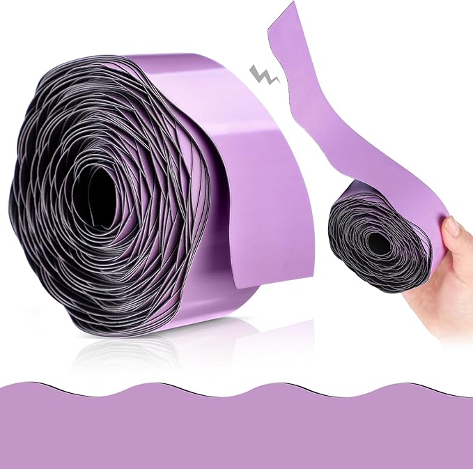 Tellegloww 36 ft Scalloped Magnetic Border Magnetic Border for Whiteboard Magnetic Bulletin Board Borders Reusable Rolled Borders Trim for Office Chalkboard(Solid Color,Purple)