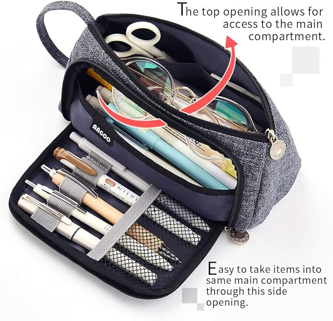 EASTHILL Big Capacity Pencil Case Pouch Pen Case Simple Stationery Bag School College Office Organizer for Teens Girls Adults Student