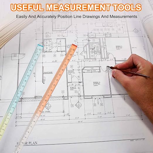 HARFINGTON Acrylic Clear Straight Rulers 20cm Metric Transparent Gradient Three-Dimensional Plastic Ruler Square Cube Measuring Tool for Classroom Office, Blue