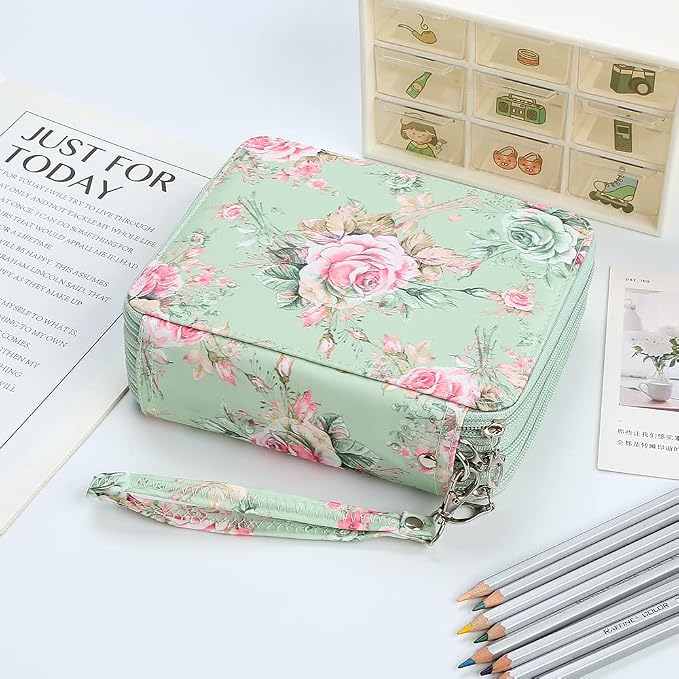 72 Slots Pencil Case Organizer w/Removal Handle Strap | 3-Layer Zipped Pencils Box Large for Colored Pencils Watercolor Pencils for Office and Travel for Artist