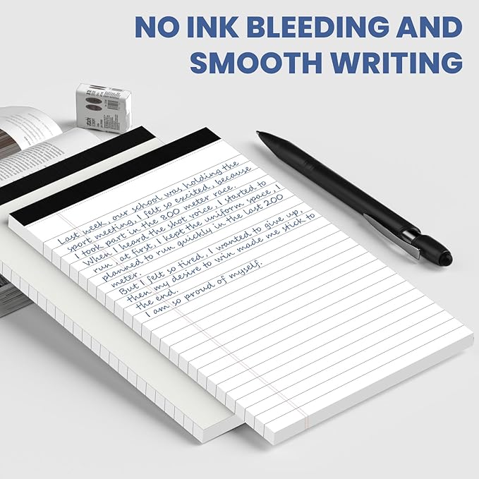 6 Pack Notepads 5x8, Small Legal Pads Narrow College Ruled, 30 Sheets/Pack, Perforated Notebook - Colored Note Pads for School, Memo, Note Taking, Teacher & Office Supplies, Writing Pads of Paper