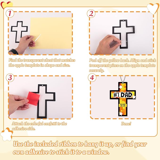 Renbuzhu 36PCS Fathers Day Crafts Bulk: Father's Religious Paper Suncatchers, Christian Sunday School Classroom Activity DIY Kits Gifts Decorations, Window Stained Glass Effect Art Supplies