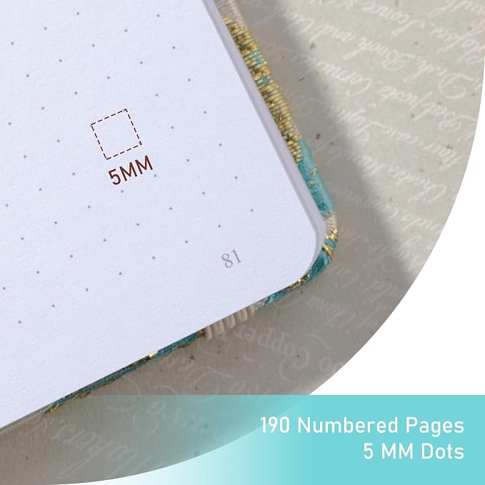 MGGAO Dotted Journal Notebook, A5 Fabric Journal for Women Men