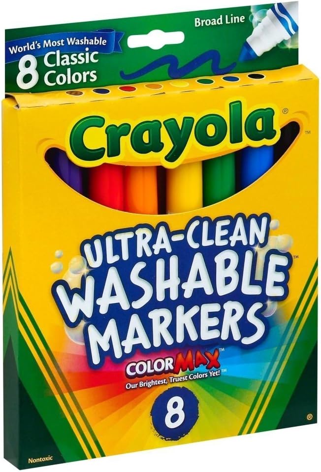 Crayola Washable Markers, Broad Point, Classic Colors, 8/Pack (58-7808) (Pack of 3), Multi