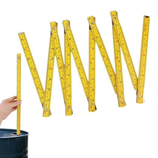 Portable 10-Fold Oil Tank Measuring Stick 78" (2m), Durable Wooden Fuel Tank Dipstick Folding Stick Ruler for Checking Accurate Fuel Level (Yellow)